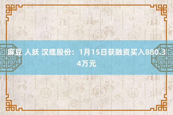 麻豆 人妖 汉缆股份：1月15日获融资买入880.34万元