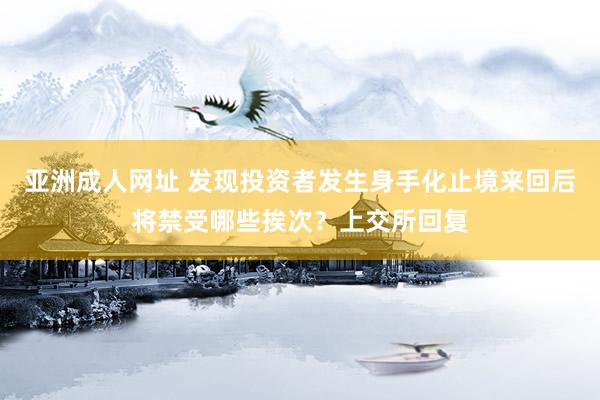 亚洲成人网址 发现投资者发生身手化止境来回后将禁受哪些挨次？上交所回复