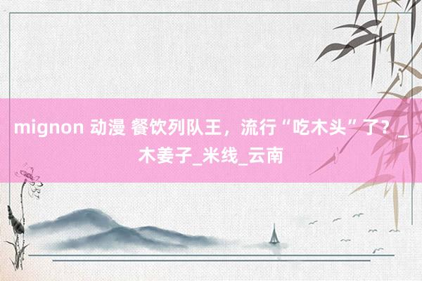 mignon 动漫 餐饮列队王，流行“吃木头”了？_木姜子_米线_云南
