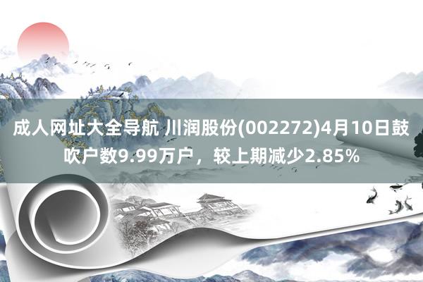 成人网址大全导航 川润股份(002272)4月10日鼓吹户数9.99万户，较上期减少2.85%